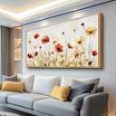 ERQINHUA Large Canvas Wall Decor For Living Room Wall Art For Bedroom Modern Stretched and Framed Beach Posters Abstract Flower Dining Room kitchen Print Artwork Mural Home Decor Wood Frame 30"X60"