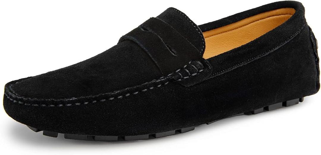 Go Tour Men's Penny Loafers Moccasin Driving Shoes Slip On Flats Boat Shoes, USA 11.5 M