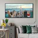 Abstract Wall Art for Living Room - Modern New York City Wall Art Large Canvas Pictures Bedroom, Wall Decor for Bedroom Framed Painting Elegant Cityscape Artwork 2448IN