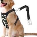 VavoPaw Dog Seat Belt, Safety Vest Dog Car Harness with Adjustable Buckle Dog Seat Belt for Vehicle Nylon Pet Safety Seat Belts Heavy Duty(L, Black Daisy) (L (Chest: 22-32.3", Neck: 16.9-26"))