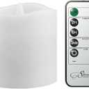 Stonebriar 6 Count White Real Wax 3x3 Flameless LED Pillar Candles with Remote and Timer