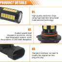 ZIMISI 2PCS 9006 Car LED Fog Light Bulbs, 12V 1500 Lumen Bright Anti-fog Lights, 5630 33-SMD Plug and Play Power LED Bulbs, Universal 6500K DRL Replacement for Car Truck SUV (9006)