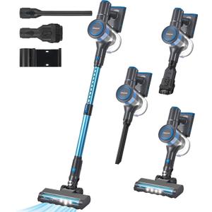250W 25KPa Suction Cordless Vacuum Cleaner, 6-in-1 Lightweight Stick Vacuum with LED Display & Detachable Battery, 45 Mins Runtime for Hard Floor, Carpet, Pet Hair, Car Cleaning