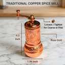 Handmade Turkish Brass Pepper Salt Spice Grinder Mill Set - ISO 9001 Certified - 4'' Shiny Copper