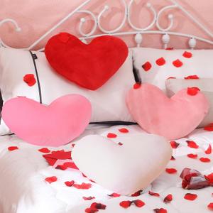 Suzile 4 Pcs Heart Pillows Valentines Day Heart Shape Pillows Cushion Plush Love Pillow Valentine Decorative Heart Throw Pillow for Friends Living Room Dining Office Sofa Chairs, 14