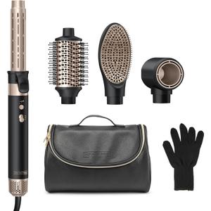Infiniti PRO CONAIR Wet-to-Dry Styling Wand, Multi Hair Styling Tool for Curls, Waves, Blowouts, and Volume, 4 Attachments & Storage Bag,  Black