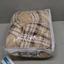 Comfort Spaces Plush to Sherpa Electric Blanket Shawl Shoulder, Neck Wrap with Matching Sock Set, Giftable Ultra Soft, Warm, Snuggle Fleece-Reversible Heated Poncho Throw, 50" W x 64" L, Tan Plaid