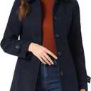 Allegra K Women's Winter Outerwear Overcoat Peter Pan Collar Mid-thigh A-line Single Breasted Pea Coat (Medium)