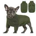 Queenmore Small Dog Pullover Sweater, Cold Weather Cable Knitwear, Classic Turtleneck Thick Warm Clothes for Chihuahua, Bulldog, Dachshund, Pug (Army Green, Large)