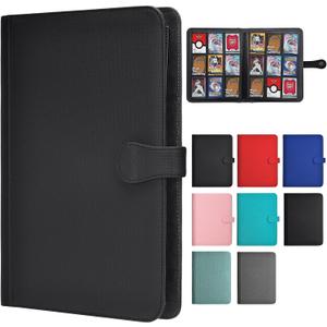 HerriaT Trading Card Binder, 9 Pocket PU Cover Card Collection Binder for 360 Cards, Premium Card Book, Sturdy Card Holder Folders, Card Album for YuGiOh, MTG, TCG, Game Cards & Sports Cards (Black)