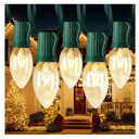 Vintage C9 Christmas Lights Outdoor, 50 FT C9 String Lights with 50 Clear Bulbs, Waterproof Christmas Tree Light for Outdoor Indoor Xmas Roofline Backyard Garden Patio Home Holiday Decor, Green Wire
