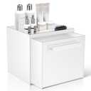 Disposable Face Towel Storage Box Compatible with Clean Skin Club Clean Towel XL Acrylic Facial Towels Holder with Drawer Wall-Mounted Makeup Organizer for Vanity, Bathroom (Glossy White)