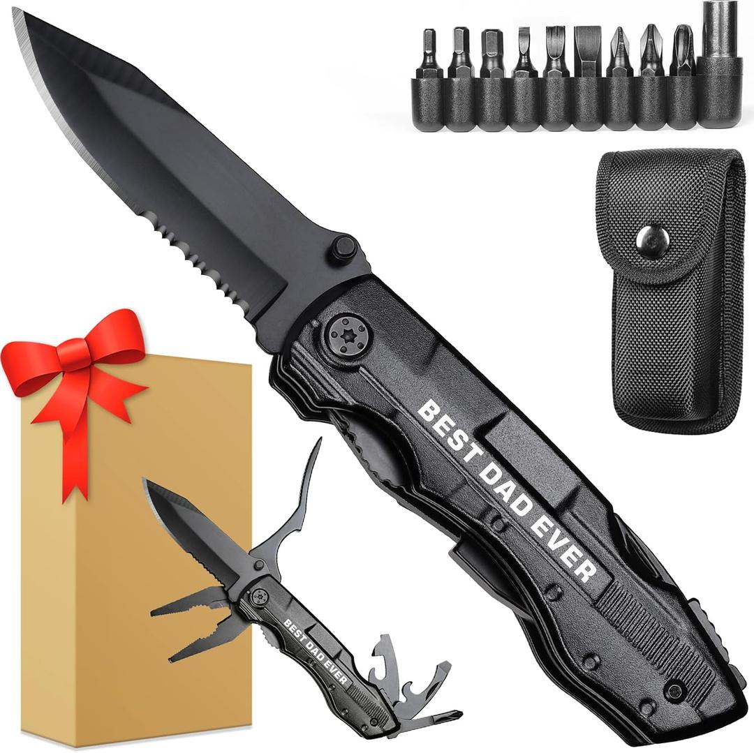 Gift for Dad, Multitool Knife BEST DAD EVER for Camping, Fathers Day Christmas Unique Dad Gifts, Dads Birthday Gift from Daughter Son, Christmas Ideal Presents for Dads, Gadget Present for Father