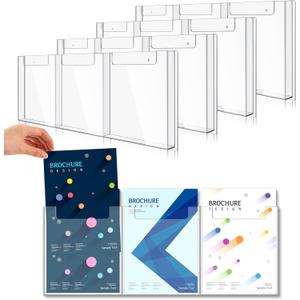 Sherr 4 Pcs Acrylic Brochure Holder Wall Mount 8.5''x11'', Three-slot, Style: Three-slot