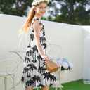 Kids4ever Girls Spaghetti Strap Dress 6-12Y Kids Sleeveless Cami Dresses Summer Beach Smocked Tiered Sundress with Pockets (White)