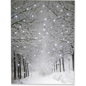 Clever Creations 16 x 12 Inch Christmas LED Wall Canvas Art Home Decor, Light Up Battery Operated Snowy Winter Scene, Winter Path