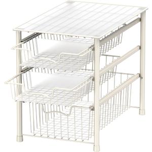 Simple Houseware 3-Tier Stackable Sliding Basket Storage Organizer Drawer for Bathroom and Kitchen, White