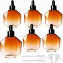 Amber Glass Dropper Bottles for Essential Oils 50ml/1.7oz 6 Pcs Diamond Glass Bottles with Dropper, for Perfume Hair Oils Serums and other liquids (Amber, 50ML/1.7OZ)