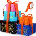 Geyoga 5 Pcs Birthday Gift Boxes Square Nesting Boxes with Lids Square Box 5 Assorted Sizes Stackable Gift Box for Birthday Valentine's Day Wedding Party Present Packaging