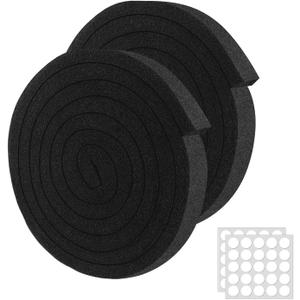 2 Rolls Air Conditioner Window Seal, 1''X1''X 6.5 Ft Non-Adhesive Foam with White Points, Air Conditioner Foam Insulation for Door/Window Seal, Total 13FT (Black)