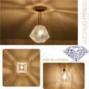 10” Diamond Glass Ceiling Light Gold Classic Modern Chandelier for Bedroom Living Dining Room Kitchen, UL Listed