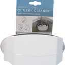 Cutlery Cleaner Brush, Suctioned in-Sink Silverware Scrubber, Non-Scratch Bristles, Easily Clean Utensils and Sharp Knives, Convenient Kitchen Gadget, White (1 Pack)