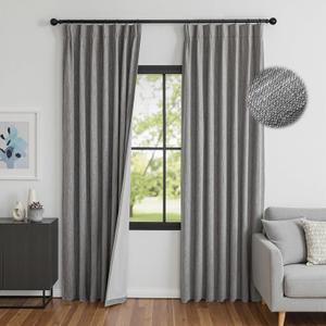 MYSKY HOME Dark Grey Blackout Curtains 90 inches Long Pinch Pleated Curtains for Living Room Bedroom 100% Room Darkening Black Out Window Drapes with Hooks Back Tab, 40" Wide per Panel, 2 Pieces