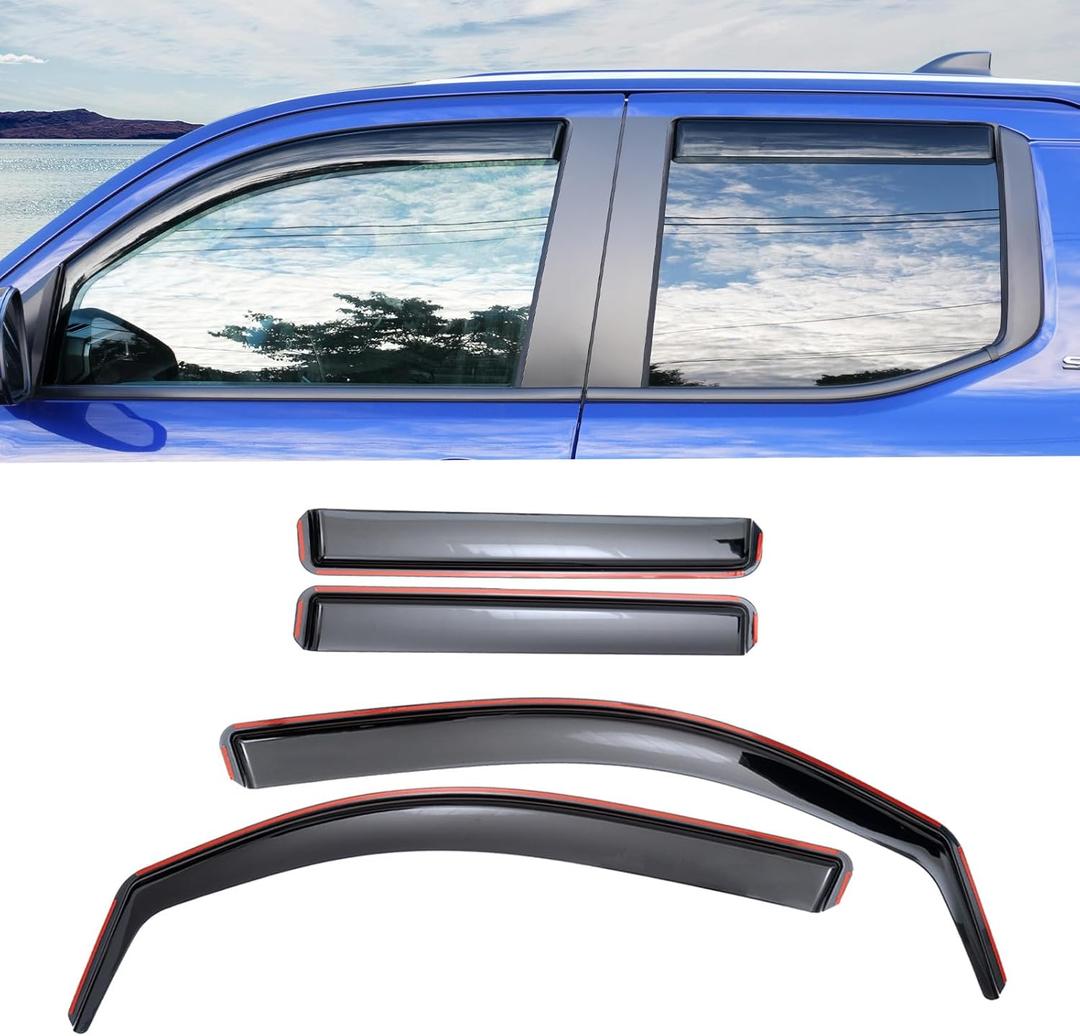 Visor Rain Guards Compatible with 2024 2025 Toyota Tacoma Front and Rear in-Channel Window Visors Wind Deflectors Weather Shield Tacoma 5 Seats Double Cab 4PCS Accessories (Visor Rain Guards)