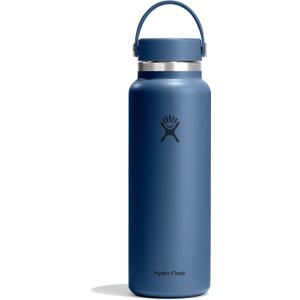 Hydro Flask Water Bottle - Insulated Stainless Steel - Wide Mouth Flex Lid, Non Spill, Leakproof and Refillable in 40 Oz Harbor Blue