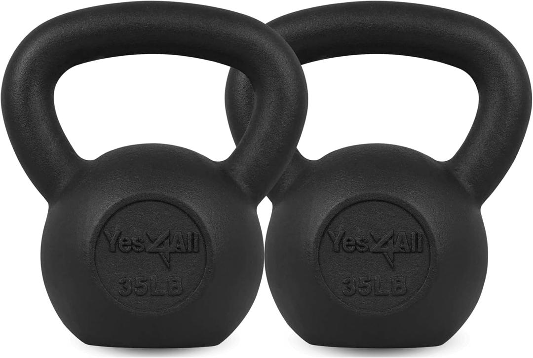 Yes4All 35lb Kettlebell Set of 2 Cast Iron for Dumbbell Weights Exercises, Gym, Fitness, Full Body Workout Equipment Push up, Grip and Strength Training