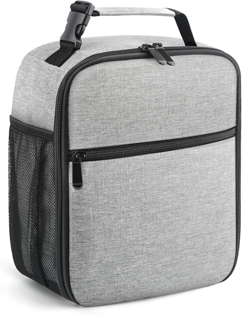 Lunch Bag for Men/Women, Reusable Lunchbox for Adult, Small Insulated Lunch box, Lunch Tote Bag for Office, Work, Picnic - Grey (Gray)