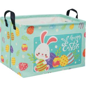 Rectangular Easter Basket Baby Storage Basket Cute Kids Toy Storage Bin Organizer Shelf Book Basket Room Decor(Happy Easter)