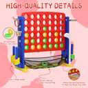 Giant 4 in A Row Game, Height Adjust Jumbo Yard Game Set for Kids & Adults with Mesh Catching Bag, Golf, Basketball Hoop & Ring Toss, 4-to-Score Connect Games for Indoor/Outdoor Fun