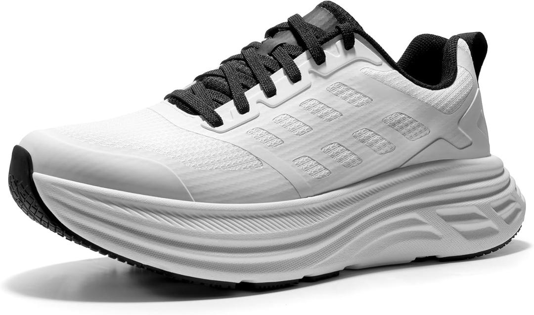 NORTIV 8 Women's Walking Shoes Cushion Running Tennis Shoes ActiveFloat Non-Slip Comfortable Breathable Workout Gym Sports Athletic Fashion Sneakers, Size 6, White