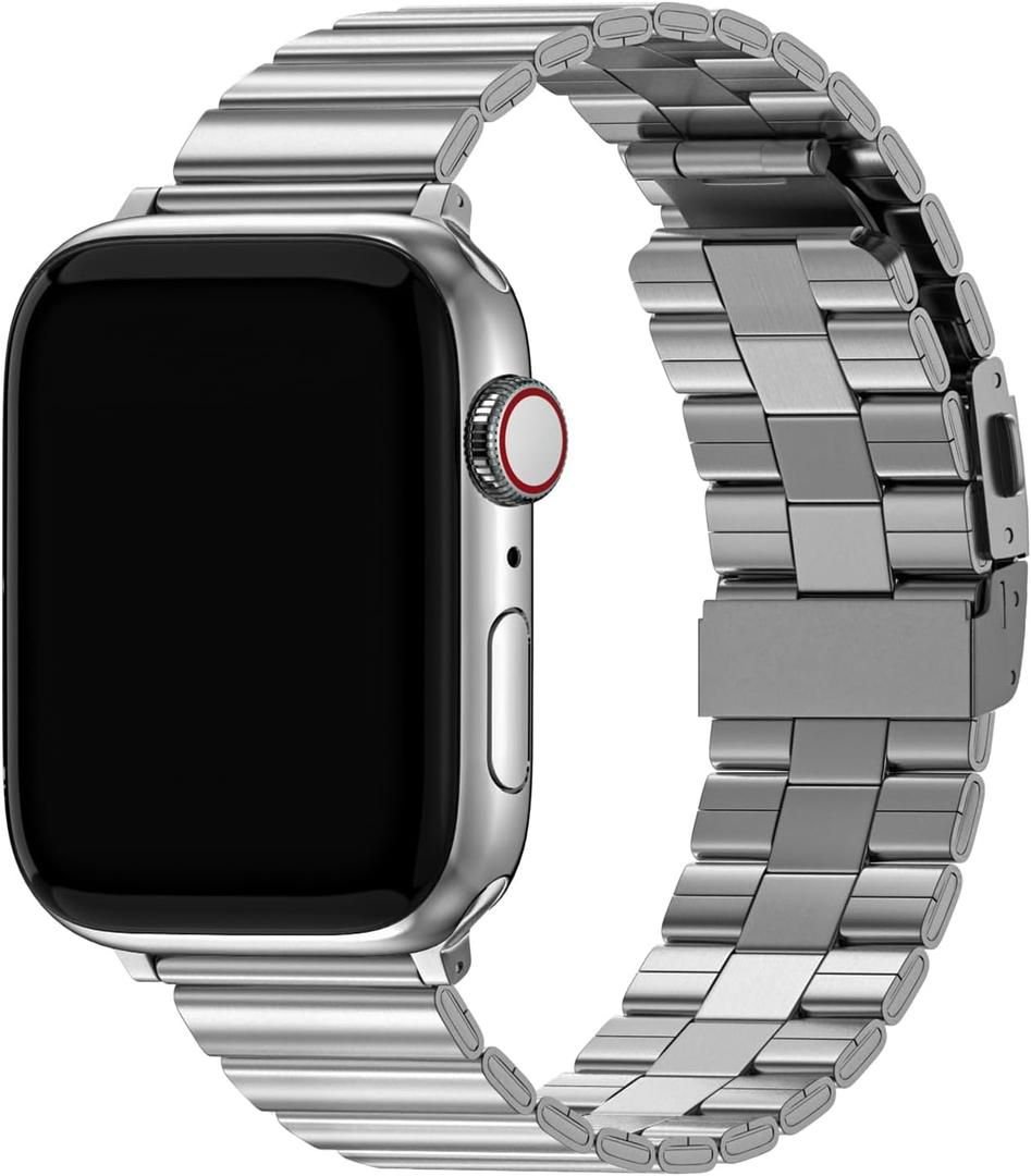 Fullmosa Compatible with Apple Watch Metal Bands 49mm 46mm 45mm 44mm 42mm 41mm 40mm 38mm, Stainless Steel iWatch Band Men Women for Apple Watch Series 11 10 9 8 7 6 5 4 3 2 1, Ultra3/2/1, SE3/2/1 (Silver)