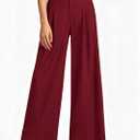 PRETTYGARDEN Womens Spring Wide Leg Palazzo Pants 2026 Trendy Loose Button High Waist Pleated Work Business Casual Trousers (Wine Red, X-Large)