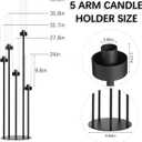 39.8''Matte Black Candle Holder with Acrylic Shades Tall 5 Arm Candelabra Black Table Centerpiece for Wedding Living Dining Room Fireplace Decoration Fit 0.98''LED Taper Candle