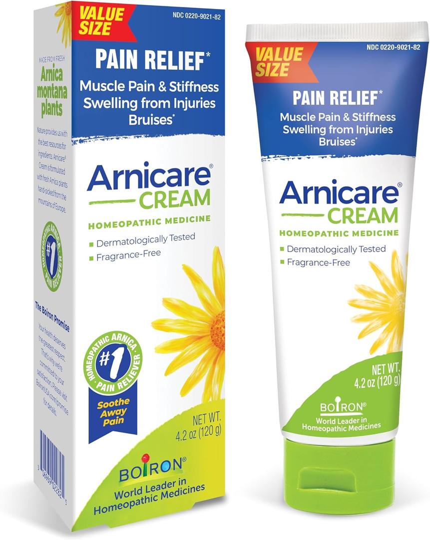 Boiron Arnicare Cream for Joint Pain, Muscle Pain, Swelling, Soreness, Stiffness, and Bruises - Fast Absorbing and Fragrance-Free - 4.2 oz