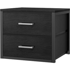BOLUO Stackable Storage Drawers Closet Organizers and Storage Fabric Black 2 Drawer Dresser for Bedroom Modern (M(11.2"D x 15.2"W x 16.1"H))