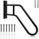 Handrails for Outdoor Steps Wall Mount, Matte Black Finished1-3 Steps Wall Mount Railing Stairs for Elderly, Kids, Pregnant Women, Disabled(U-Shaped Black 22.8INCH)