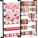 Ofiray-home Double 6-Tier Ribbon Storage Organizer, Large Capacity Wall Mount Ribbon Organizer with 12 Removable Rods, Gift Bag Yarn Storage Holder for Craft Room, Flower Shop, DIY Supplies - Metal