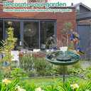 Yiabivo Solar Powered Bird Bath with Fountains for Hummingbirds,Stable Stylish Design with 5-Prong Base Stake Plastic Bird Bath for Outside Lawn Patio Yard Garden