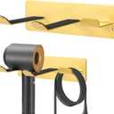 Hair Dryer Holder Wall Mount, Universal Hair Dryer Hanger for Bathroom/Bedroom/Barbershop, 304 Stainless Steel Organizer with 3M Adhesive, No Drilling Space Saver (Gold)