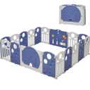 Baby Playpen, 18-Panel Foldable Play Pen for Babies and Toddlers, Indoor Outdoor Baby Fence with Sensory Play Panel, Adjustable Shape Activity Play Center, Portable & Easy Assemble