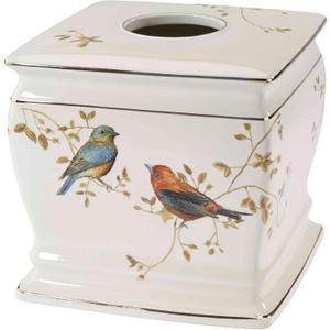 Avanti Linens - Tissue Box Cover, Decorative Countertop Accessories, Nature Inspired Home Decor (Gilded Birds Collection)