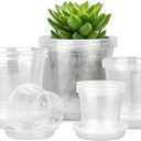 FUIJOL 4/5/6/7 Inch Clear Nursery Pots for Plants with Sacuers 20 Pack, Plastic Flower Pots with Drainage Holes, Variety Pack Seedlings Garden Pot for Indoor Outdoor (4+5+6+7 inch)