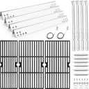 Uniflasy Grill Parts for Char-Broil 4/5 Burner for Charbroil 463347519 463347518 463275517 463243518 463243519 463342119 Grill Replacement Parts Burners Heat Plates 18" Cast Iron Grill Grates