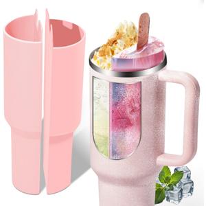 Stanley Cup Divider Inner Tray Enjoy Two Drinks in 1 Cup, Silicone Separator Liner Compatible with Stanley Cup 40 oz, Reusable Liner for Party, Leisure, Outdoor, Office (Pink)