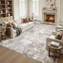 10x14 Area Rug Living Room Rugs Washable Neutral Brown Grey Carpet