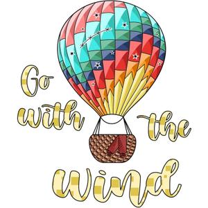 Cute Hot Air Balloon Wall Decal Go with The Wind Go with The Wind Quote with Cute Hot Air Balloon Size: 24 Inch X 30 Inch